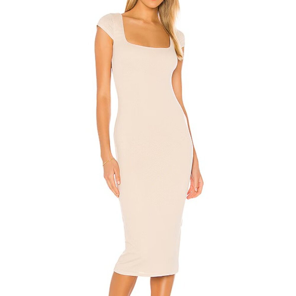 Lovers + Friends Sutton Midi Dress in Natural Tan
